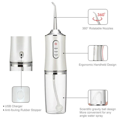 Portable Water Flosser w/ 4 Jet Tips & 3 Modes -