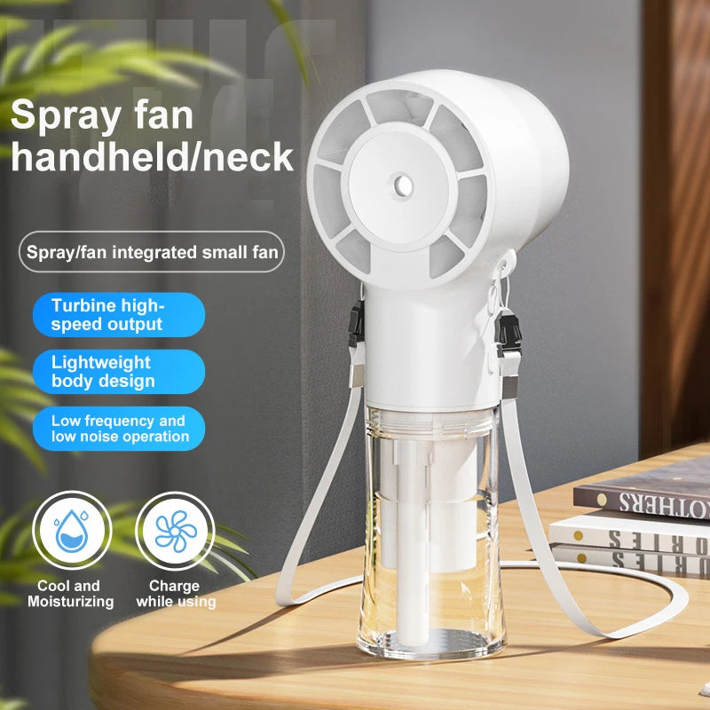 Handheld spray fan humidification and hydration