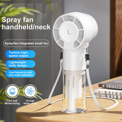 Handheld spray fan humidification and hydration
