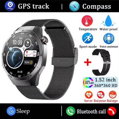 2025 New SmartWatch Men GT5 Pro AMOLED Screen GPS Sports Bluetooth call Heart rate Outdoor Waterproof Smartwatch For Huawei IOS - MyLootWare