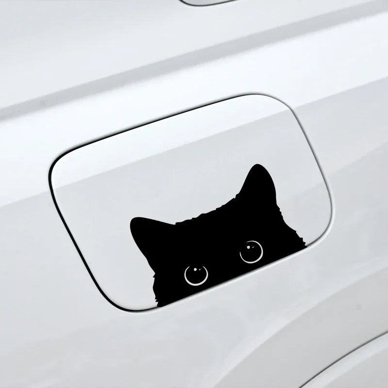 15*9CM cute Car Sticker Accessories Poor Cat Is Stealing with Big Eyes Watch Vinyl Car Styling Cover Waterproof - MyLootWare