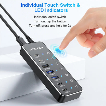 RSHTECH Powered 7 Port 10Gbps Data USB Hubs