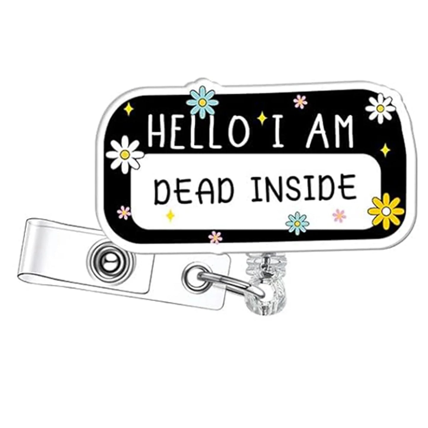 Acrylic English Badge Holder Clip Rotating Alligator Clip Retractable Badge Reel For Doctor Nurse Teacher Student Halloween Gift - MyLootWare