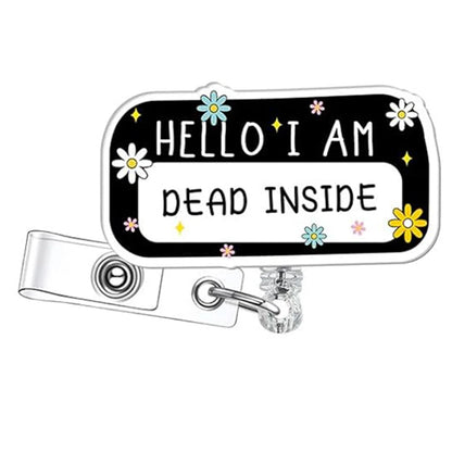 Acrylic English Badge Holder Clip Rotating Alligator Clip Retractable Badge Reel For Doctor Nurse Teacher Student Halloween Gift - MyLootWare