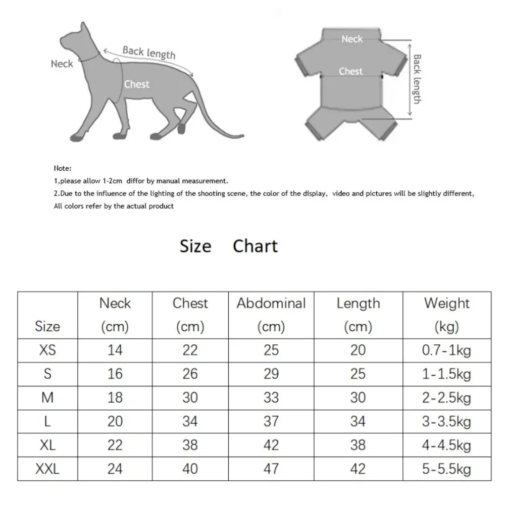 Sphynx Cat Clothes Summer 4-legged Cotton Pajamas