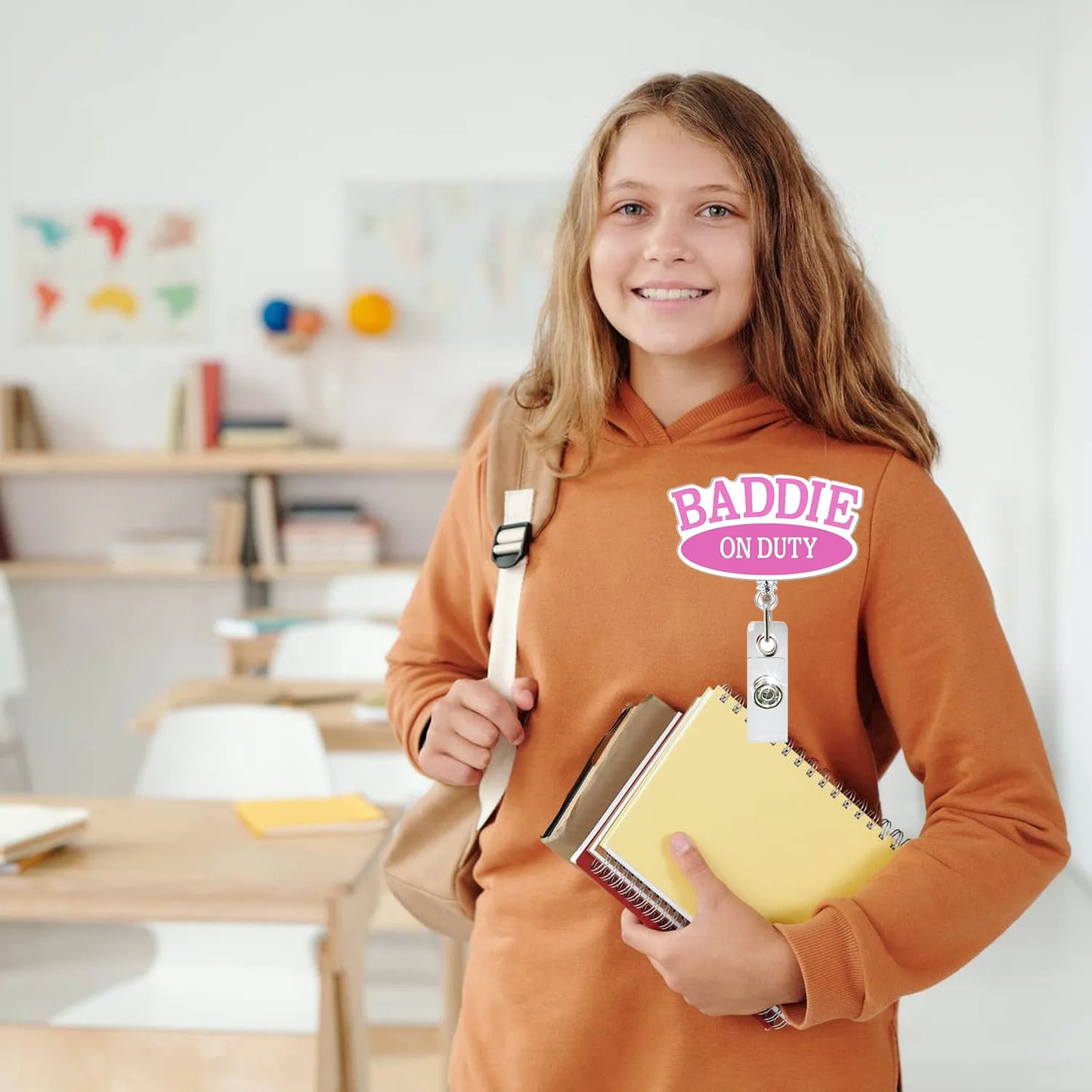 Acrylic English Badge Holder Clip Rotating Alligator Clip Retractable Badge Reel For Doctor Nurse Teacher Student Halloween Gift - MyLootWare