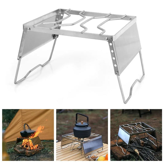 Camping Folding Campfire Grill Practical Camping Folding Campfire Grill Charcoal Bbq Grill Windproof Firewood Stove Accessories