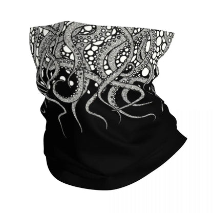 Red Tentacles On Black Bandana Neck Gaiter