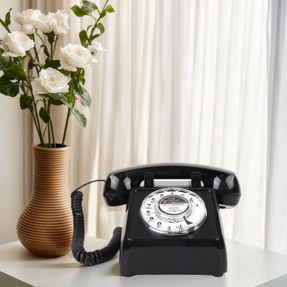 Vintage Landline Phones for Home, Retro Rotary House Phone with Ringer & Volume, Classic Old Fashion Desktop Analog Telephone - MyLootWare