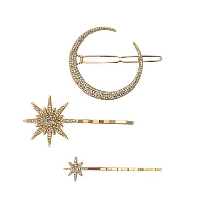 Women Crystal Side Hair Clip Pins Metal Hair