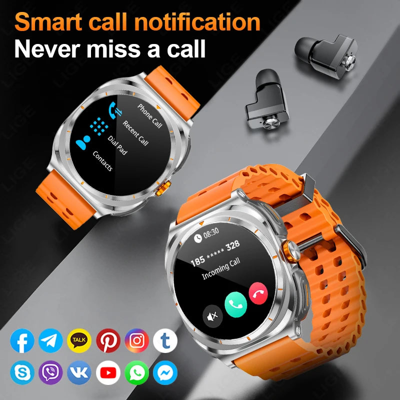 2025 New Smart Watch With 2 in 1 TWS Wireless Headset Bluetooth Call 1.53" AMOLED Screen 400mAh IP67 Waterproof Sport Smartwatch - MyLootWare