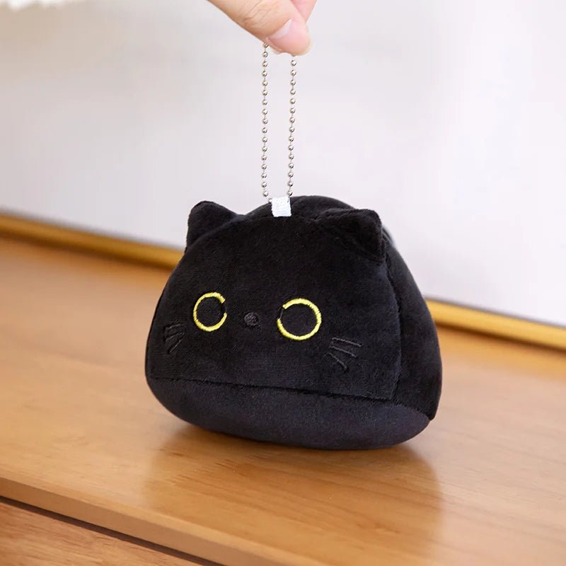 9/15/25CM Small Cuddly Black Cat Plush Doll Cartoon Stuffed Round Ball Cat Plushie Bag Keychain Pendant Toys - MyLootWare