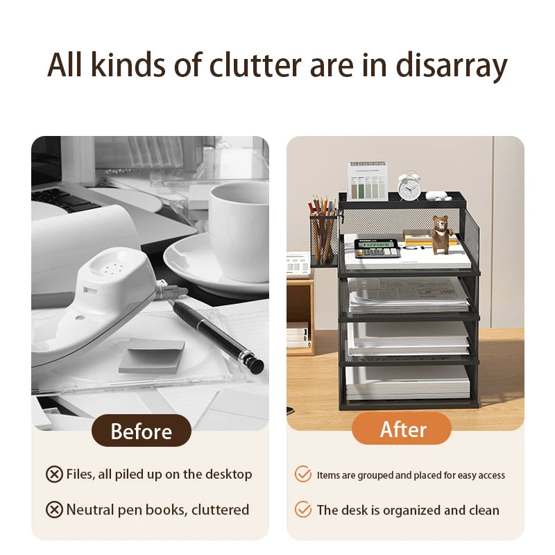 4-Tier Stackable Desktop Paper Tray Holder - MyLootWare