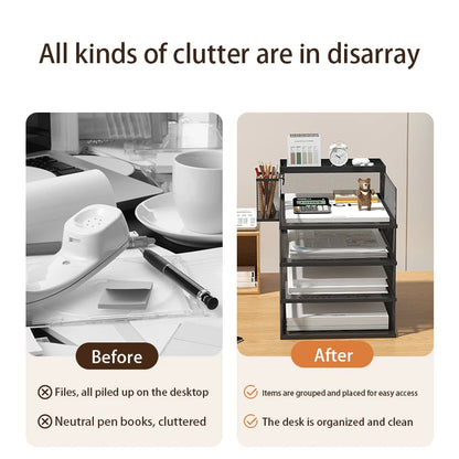 4-Tier Stackable Desktop Paper Tray Holder - MyLootWare