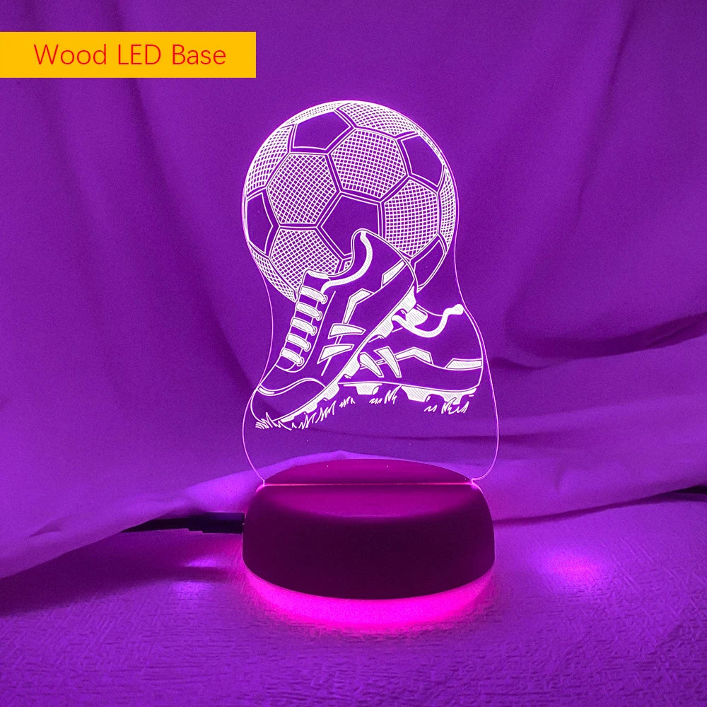 New 3d Illusion Kids Night Light Football 7 Colors