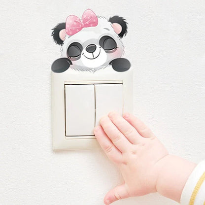 4pcs/set Cute Cartoon Animals Switch Stickers for Kids Room Baby Nursery Room for Switch Panda Elephant Wall Decals Wall Sticker - MyLootWare