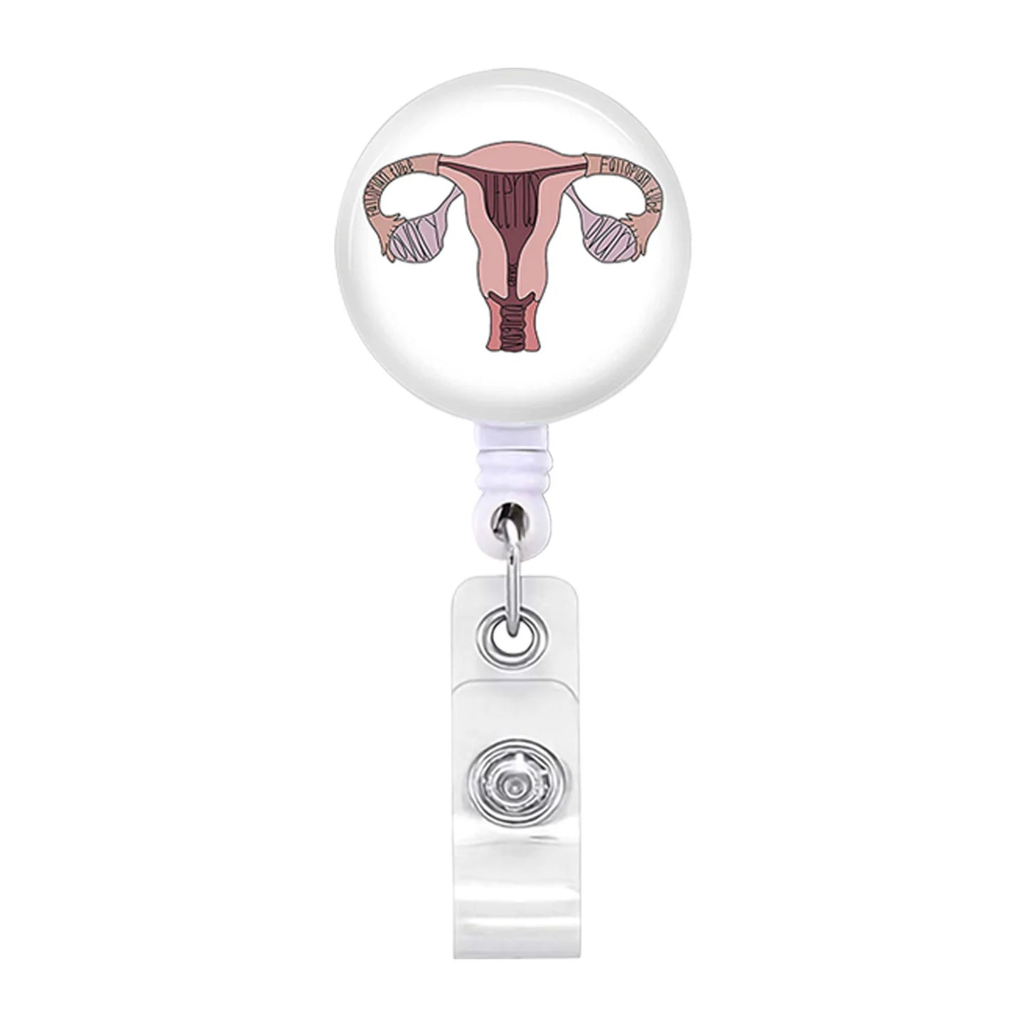 Acrylic English Badge Holder Clip Rotating Alligator Clip Retractable Badge Reel For Doctor Nurse Teacher Student Halloween Gift - MyLootWare