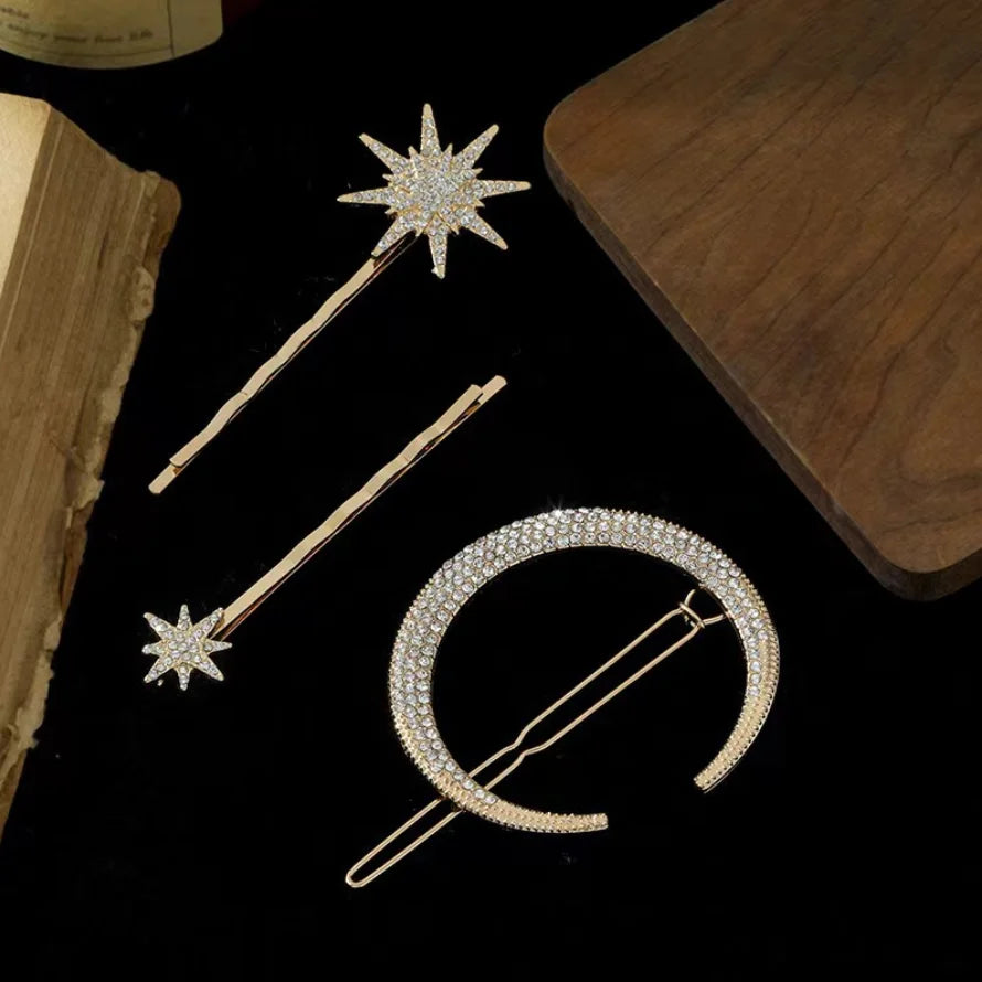 Women Crystal Side Hair Clip Pins Metal Hair