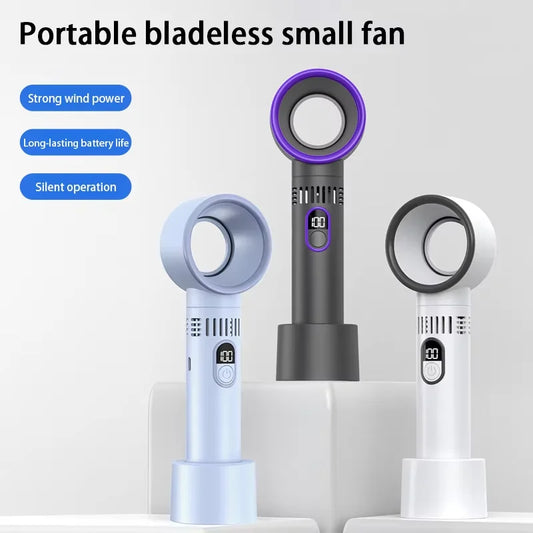 100 Level Bladeless Fan Intelligent Digital Display High-speed Bladeless Portable USB Charging High Wind Power Home 2025 New ﻿