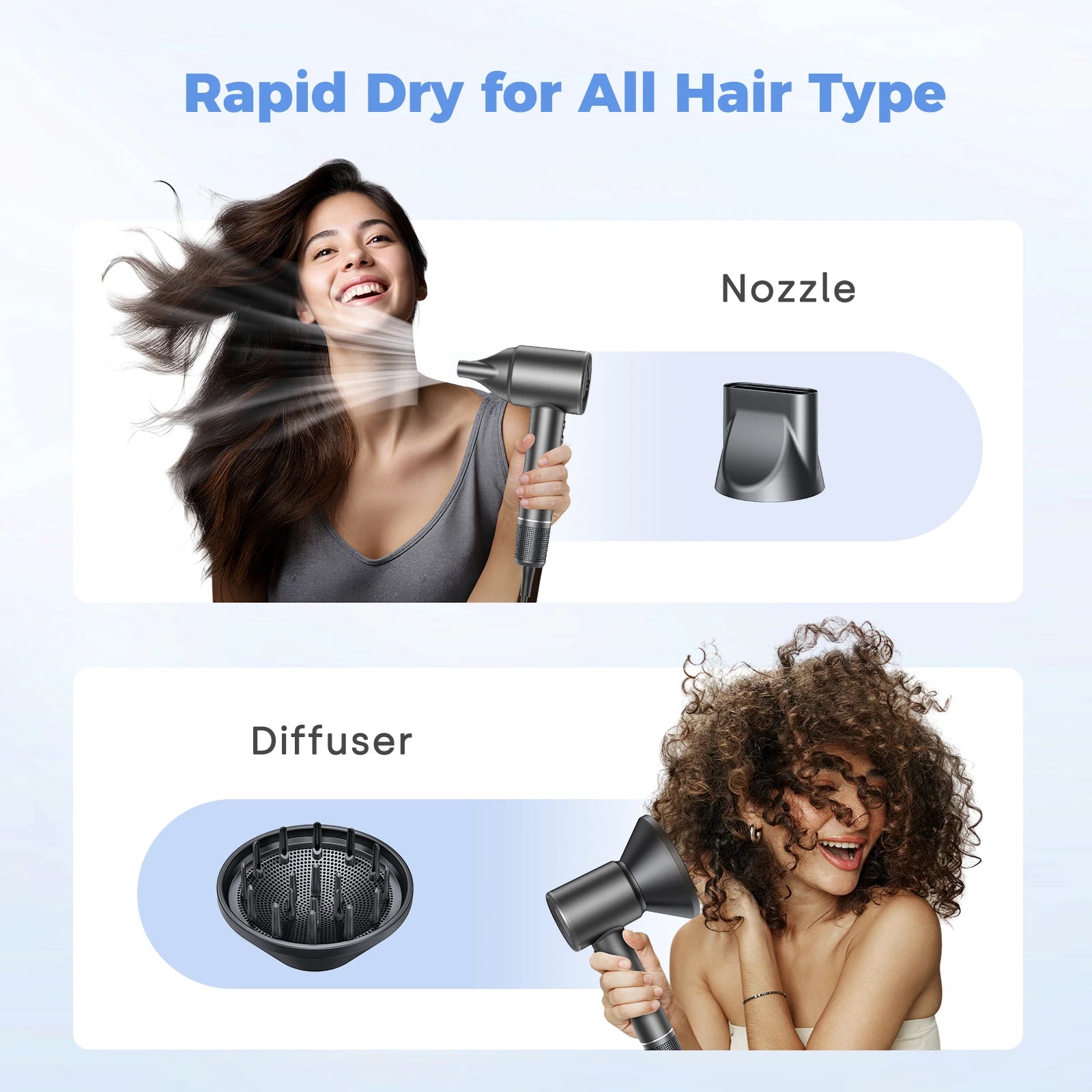 120000 RPM Hair Dryer Negative Ionic Blow Dryer Brushless Motor 40M/S Fast Drying High-Speed Low Noise Thermo-Control Hairdryer - MyLootWare