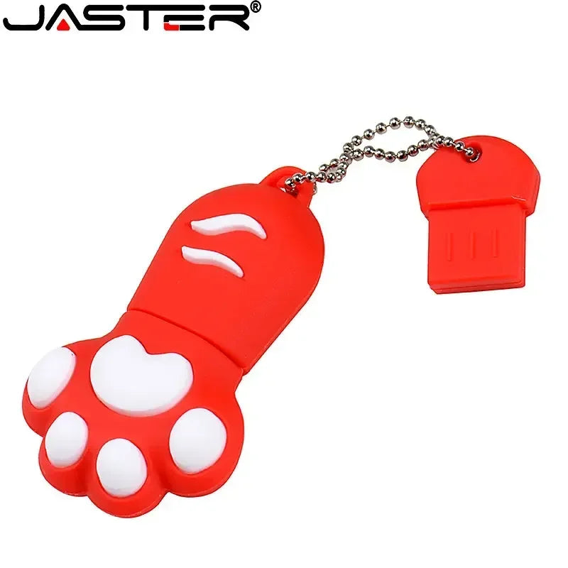 Cartoon Cat Paw Pen Drive 64GB Free Key Chain Pendrive 32GB Red USB Flash Drive 16GB 8GB 4GB Cute High-speed Memory Stick 128GB - MyLootWare