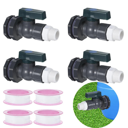 1 Set, PVC Water Barrel Spigot Kit, Connector Drain Adapter With Inner Connection For Garden, Rain Barre, Garden Tool Supplies - MyLootWare
