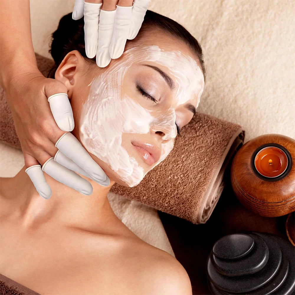 500/100pcs Disposable Latex Rubber Finger Cots Sets Non-slip White Fingertips Protector Gloves For Phone Watch Repair Supplies - MyLootWare