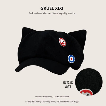 Anime EVA Shikinami Asuka Rangure Cat Ear Shaker Fleece Hat Peak Baseball Cap Anime Cosplay Accessories Anime Peripheral Caps - MyLootWare