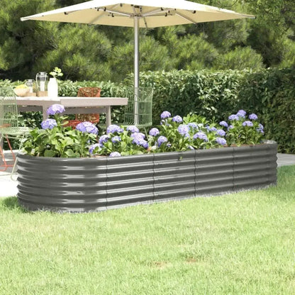 Grey Powder-Coated Steel Raised Garden Bed