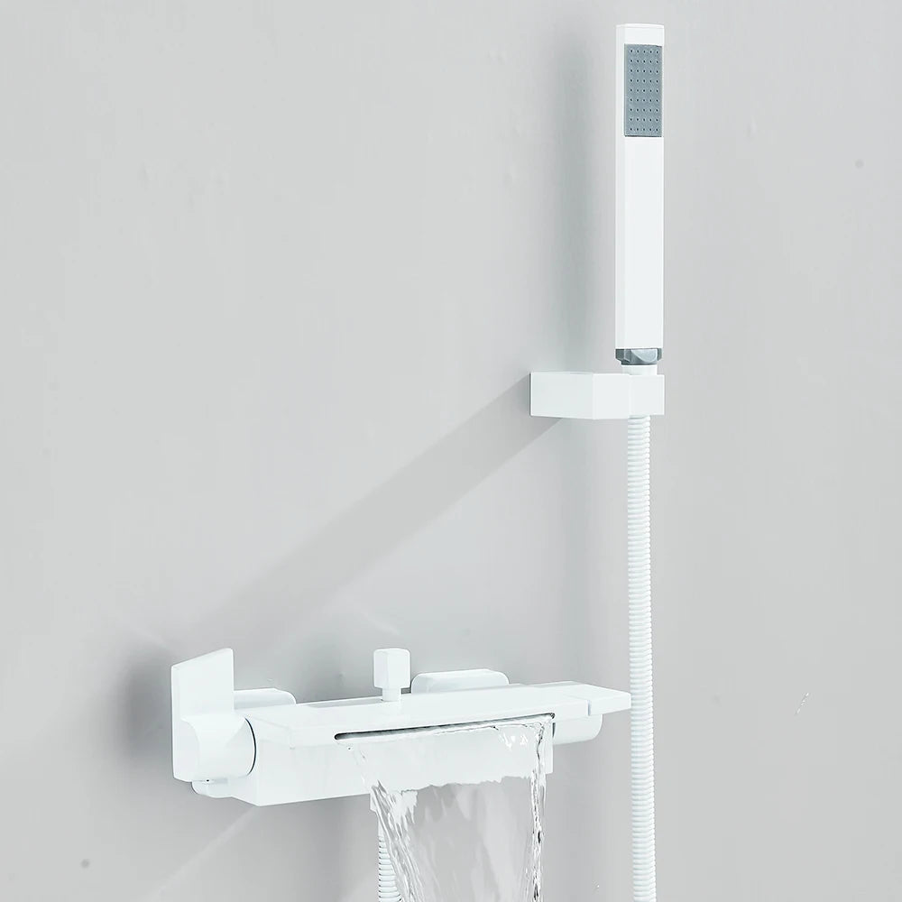 Black Waterfall Bathtub Shower Faucets Wall Mount Shower Mixer Tap Faucets Hot Cold Bath Shower Tap BaRobinet Baignoire - MyLootWare