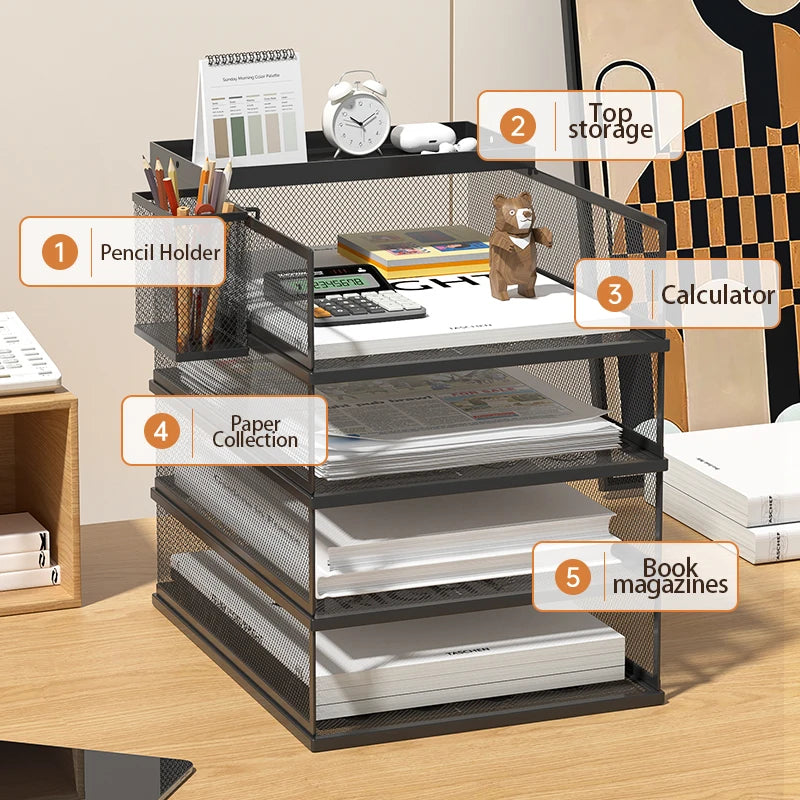 4-Tier Stackable Desktop Paper Tray Holder - MyLootWare