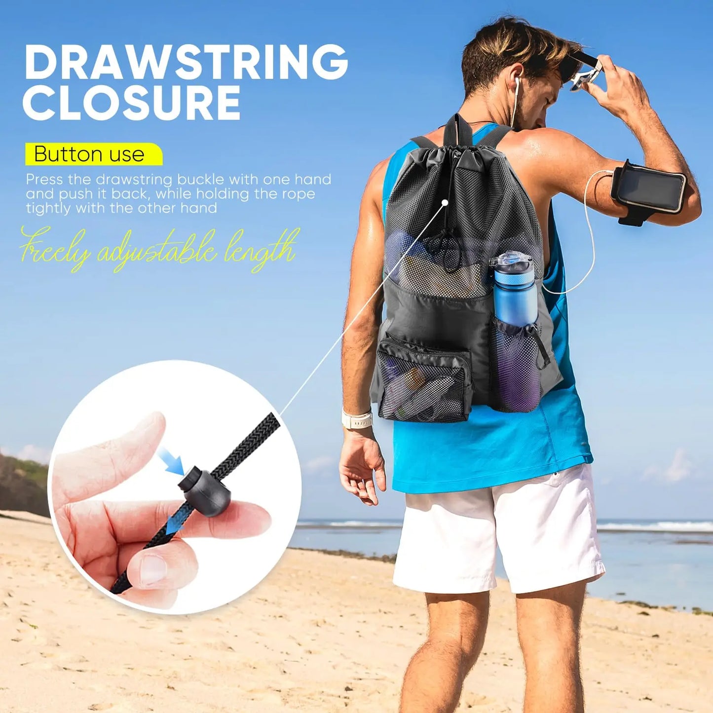 Beach Backpack, Backpack, Beach Bag That Can Store Clothes, Cosmetics, Water Cup Backpack, Washable Travel Bag - MyLootWare