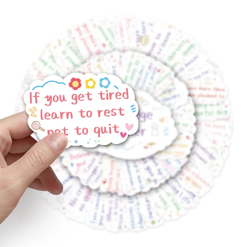10/50pcs Inspirational English Life Quotes Stickers Motivational Phrases DIY Student Stationery Skateboard Decals Graffiti Toys - MyLootWare