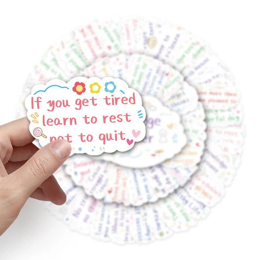 10/50pcs Inspirational English Life Quotes Stickers Motivational Phrases DIY Student Stationery Skateboard Decals Graffiti Toys - MyLootWare