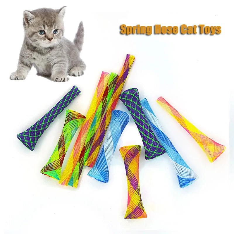 Cat Toys Colorful Spring Hose Kitten Grinding Claw Telescopic Spring Chew Toy Pet Interactive Training Chase Toys Pet Supplies - MyLootWare