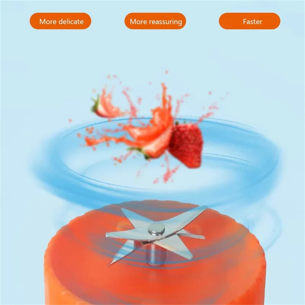 420ML Electric Juicer Mini Fruit Mixers 6 Blades Charging Juicer Cup Household Juicer Blender Smoothie Orange Lemon Blender - MyLootWare