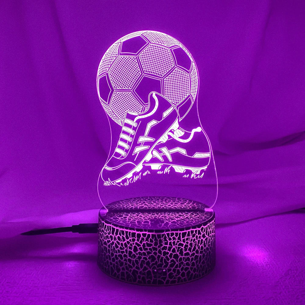 New 3d Illusion Kids Night Light Football 7 Colors