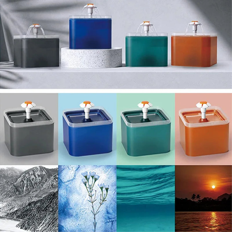 2L Automatic Cats and Dogs Water Fountain with LED Lighting USB Pet Water Dispenser with Recirculate Filtring for Pet Feeder - MyLootWare