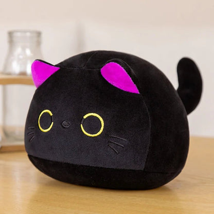 9/15/25CM Small Cuddly Black Cat Plush Doll Cartoon Stuffed Round Ball Cat Plushie Bag Keychain Pendant Toys - MyLootWare