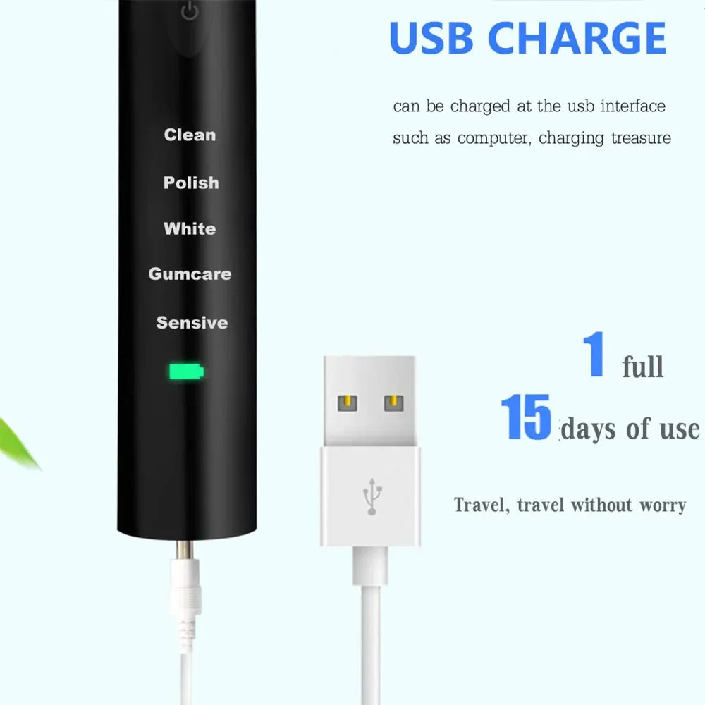 Powerful Ultrasonic Sonic Electric Toothbrush USB