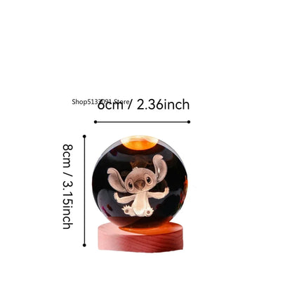 2025 Hot 6cm 3D Crystal Ball Stitch Wooden Base with 6cm Crystal Ball Planet Night Light Laser Carving Children's Gifts - MyLootWare