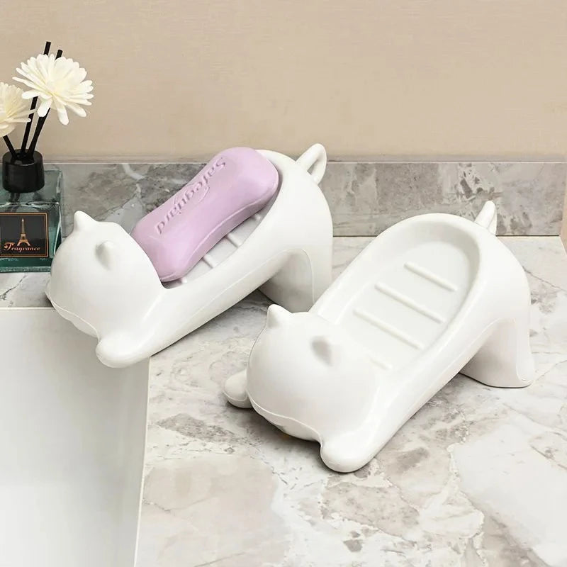 Bathroom Soap Box Cartoon Cat Plastic Soap cases Creative turtle Soap Dish Storage Plate Drain Holder Bathroom Accessories - MyLootWare