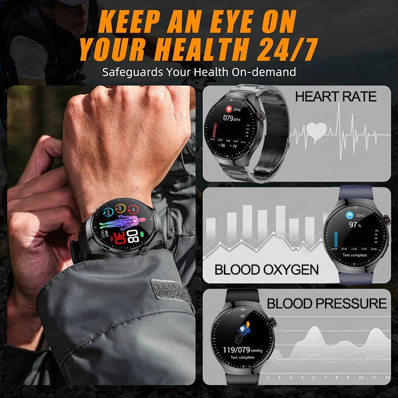 2025 New Nursing Grade Smart Watch Blood oxygen Blood Lipid Uric Acid ECG+PPG Body Temperature Bluetooth Call Health Smartwatch - MyLootWare