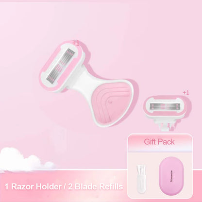 5 Blades Razor for Sensitive Skin Replaceable Refill Floating on Skin Non-slip Handle Lubricating Bar Trimmer Hair Shaver - MyLootWare