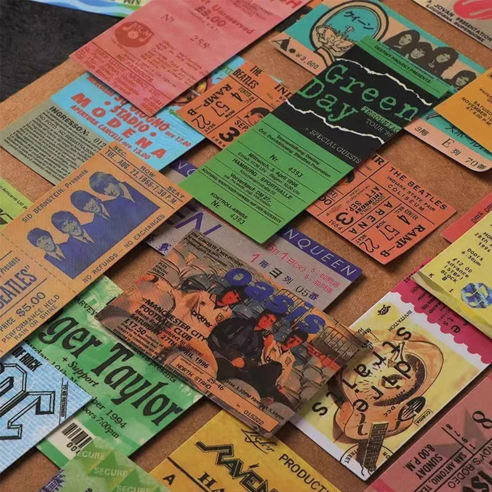 10/20/43pcs Rock Music Ticket Graffiti Stickers Retro Band Decal Sticker for Kids Toys Cool Waterproof DIY Guitar Motorcycle Car - MyLootWare