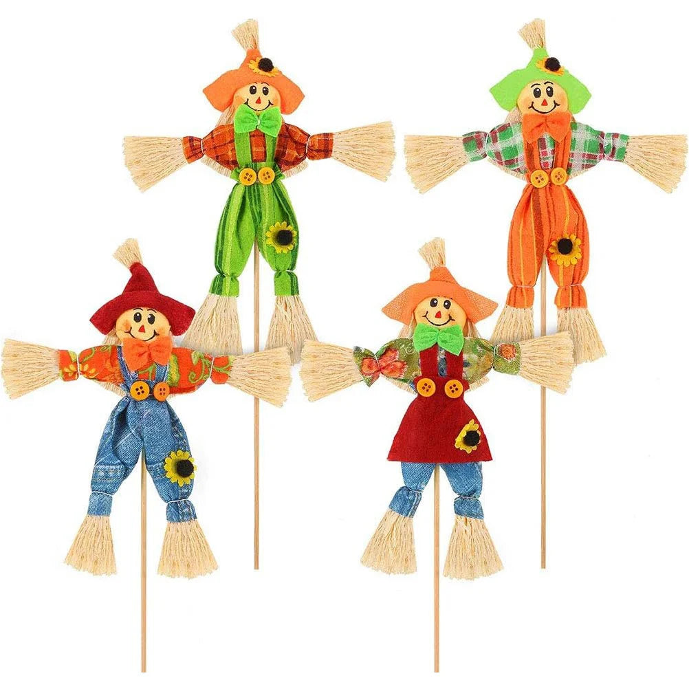 4pcs Halloween idyllic Scarecrow Adorable Scarecrow decor Mini Animated Scarecrow Bar Garden Autumn Scarecrow Decor Halloween - MyLootWare