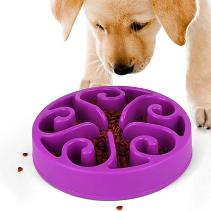 Pet Dog Slow Feeder Bowl Fun Non Slip Anti-Gulping