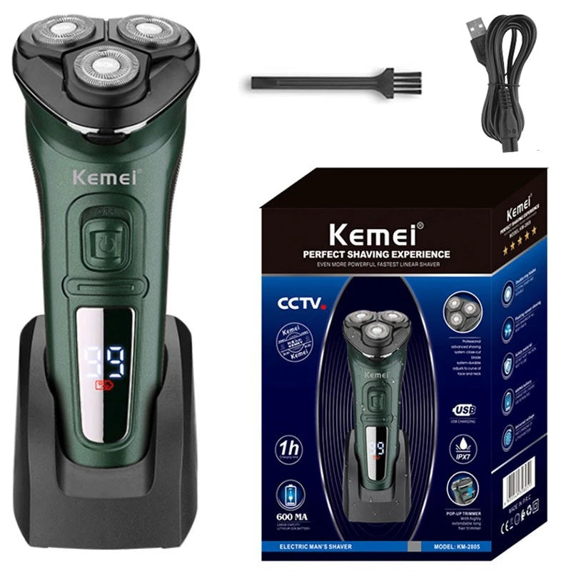 Kemei LCD Dislay Waterproof Electric Shaver For